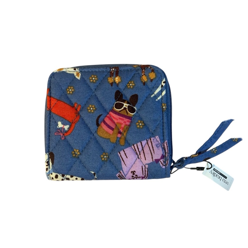 Vera Bradley Essential Small Zip Around Wallet Bark Park Dog New